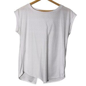 Aritzia Wilfred White Crewneck Short Sleeve Split Back Size Small